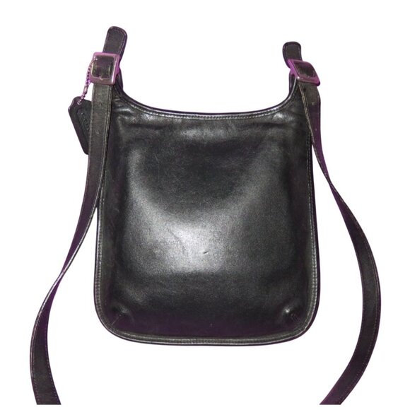 Coach 90's Legacy 9131 Black Saddle Leather Crossbody Hippie Messenger Flap Bag - Picture 1 of 10